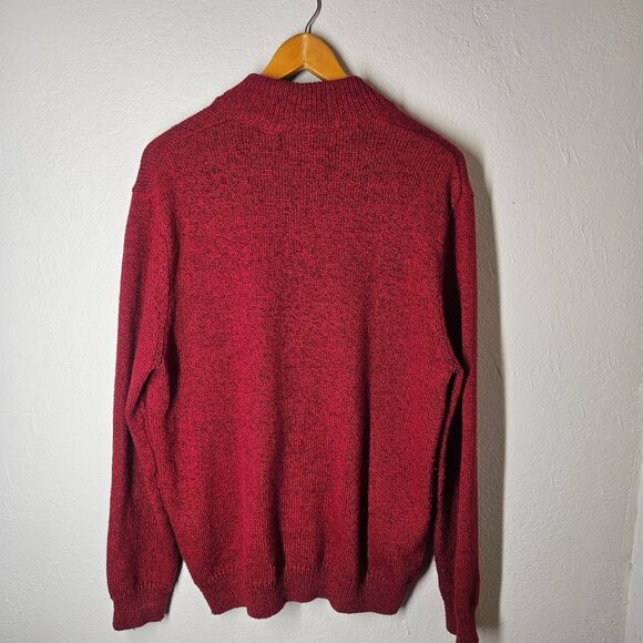 Men's Comfy, Chaps Red Half-Zip Sweater Medium Cotton Poly Blend Warm Winter Kni - Picture 15 of 16